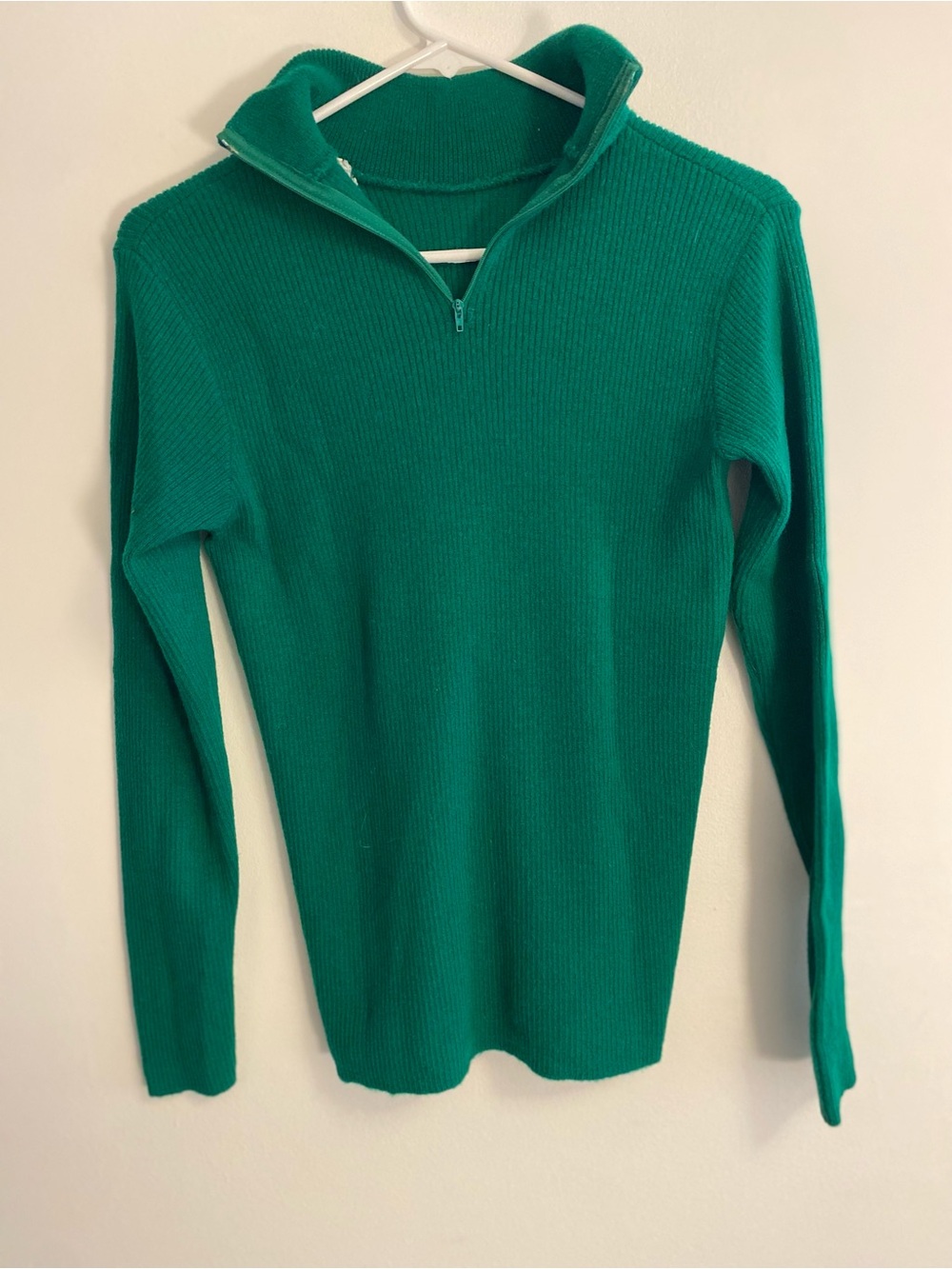 Pendleton Green Quarter-Zip Ribbed Sweater